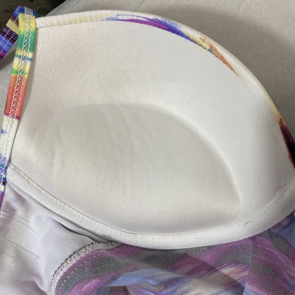 SPANX ASSETS By Sara Blakely Brush Strokes Tankini Swim Top Padded Bra Sz L - Picture 8 of 11